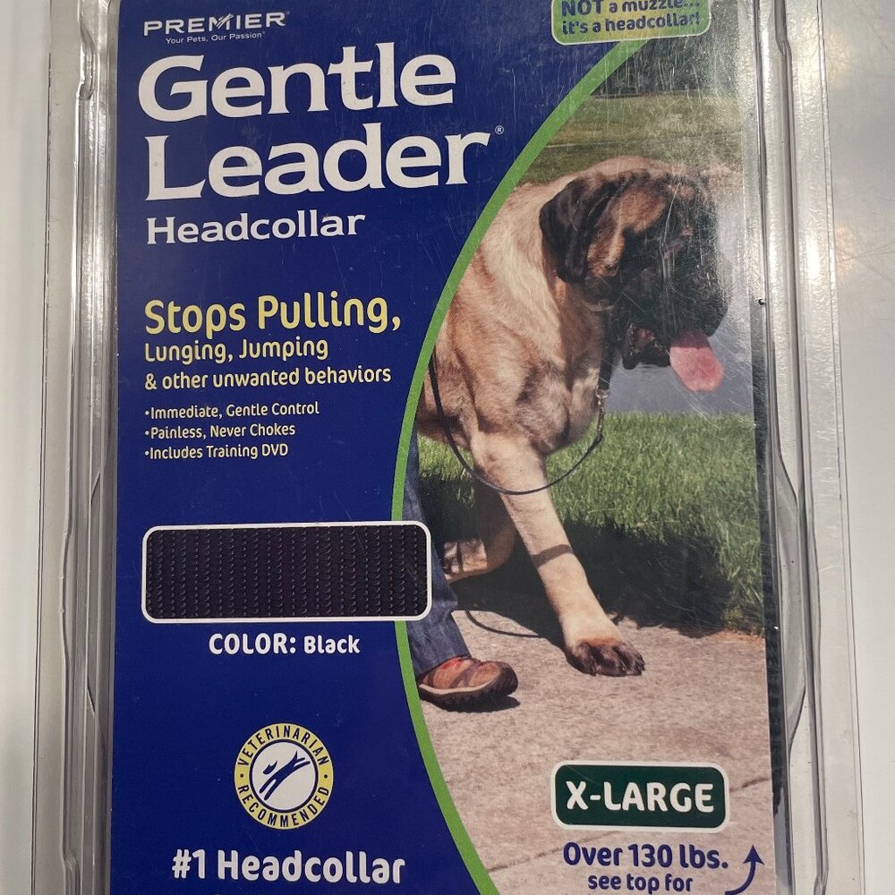 Premier Gentle Leader Headcollar Black Over 130 Lbs. XL Training DVD NEW